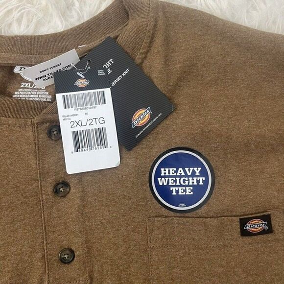 Dickies Heavyweight Long Sleeve Henley Tee Men’s size 2XL Brown Duck Heather NWT - Picture 4 of 11